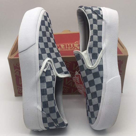Vans Slip-On Platform Checkerboard Denim - Picture 4 of 8